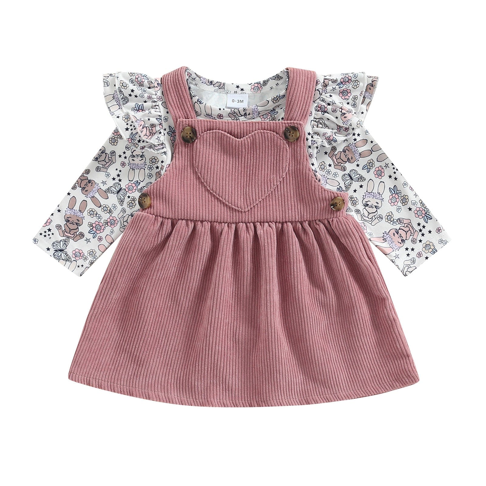 Long Sleeve Rabbit Flower Print Romper