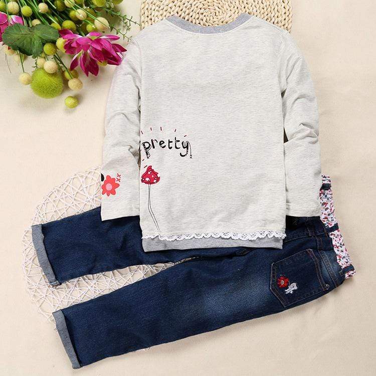Girl's Clothing Long Sleeve Tops+Jean 2 pcs