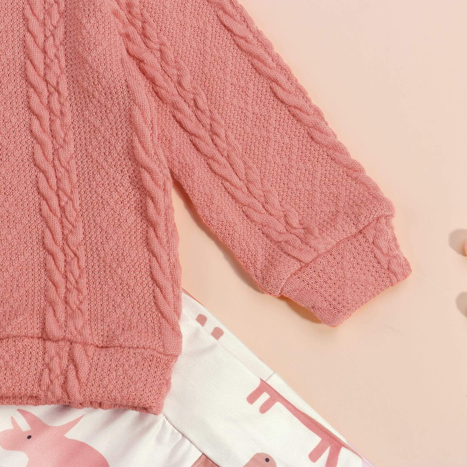 Girl's Clothing Long Sleeves Knit Sweater + Dinosaur Print Pants