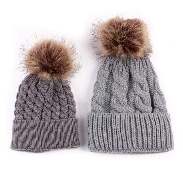 Accessories Gray Mom & Baby Matching Beanies