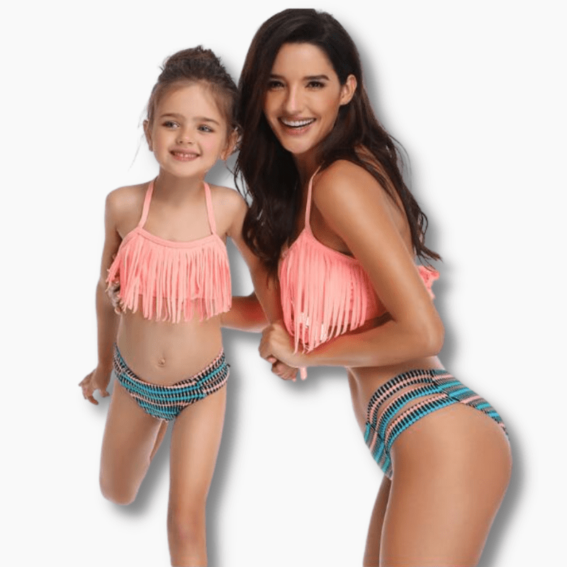 Family Matching Clothes Mommy and Me Swimwear Tassel Fringe