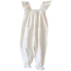 white / 5T one-piece flying sleeve lace pocket overalls