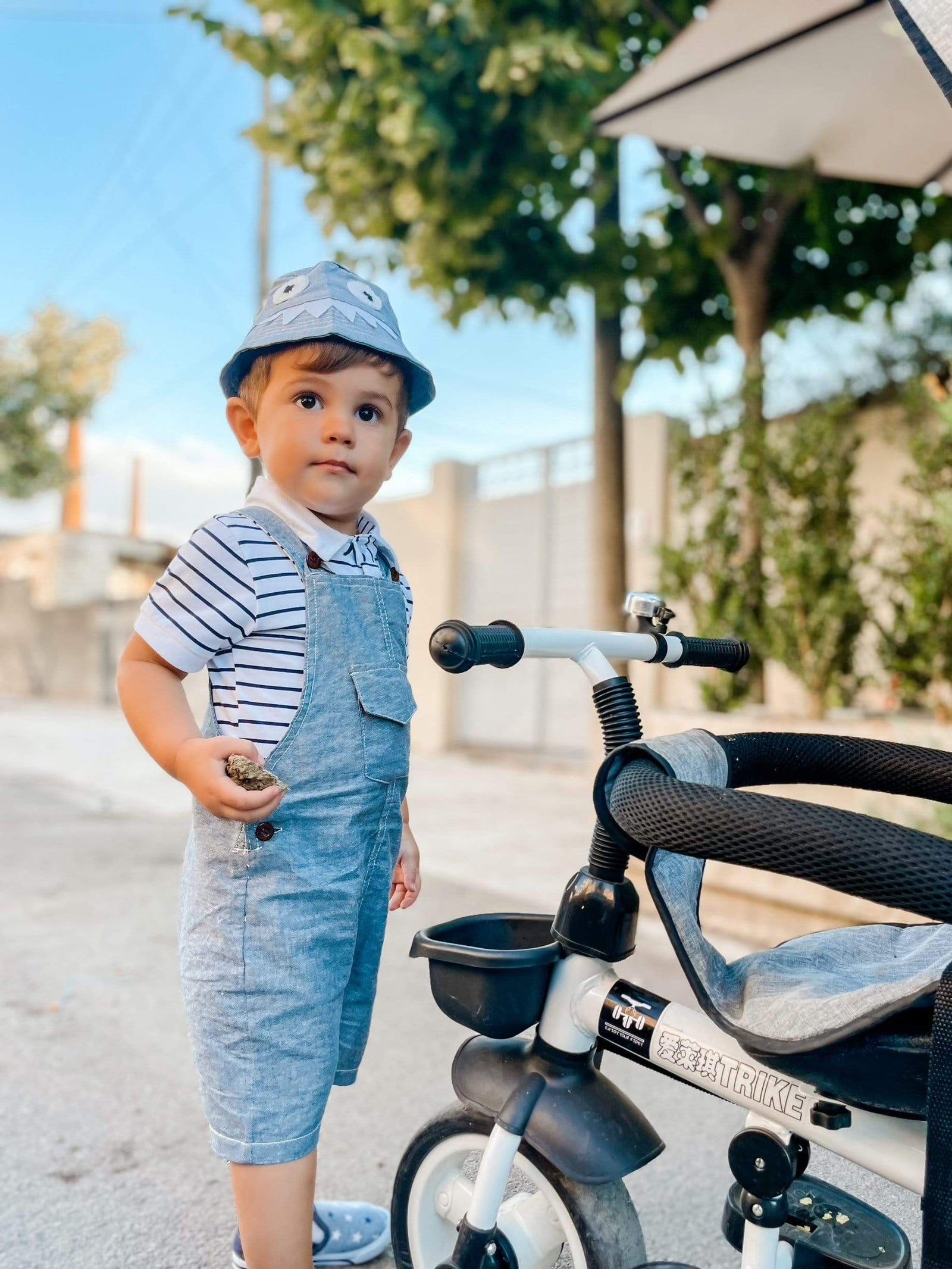 Boy's Clothing Overalls Set with Monster Hat