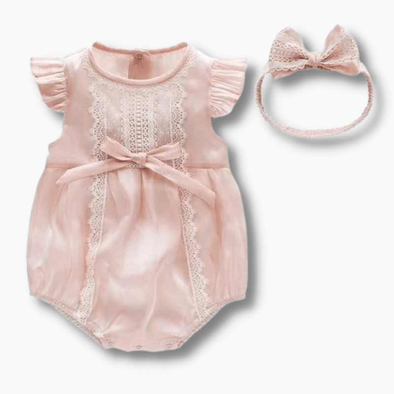 Girl's Clothing Pink Lace Baby Romper
