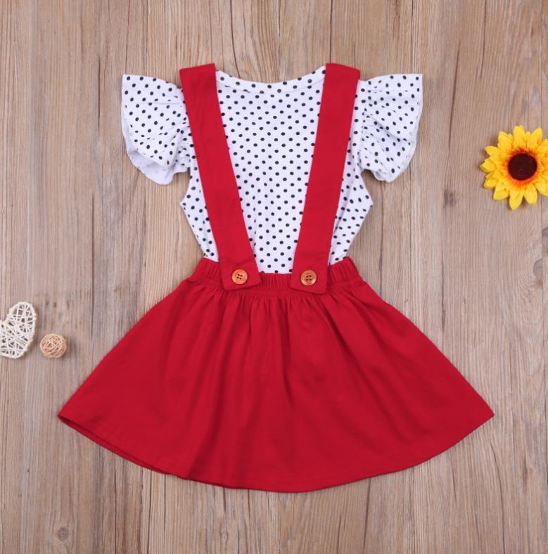 Girl's Clothing Polka Dot Heart Fly Sleeve T-shirt