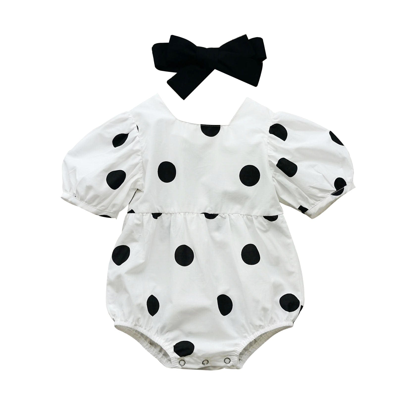 Polka Dot White Baby Romper