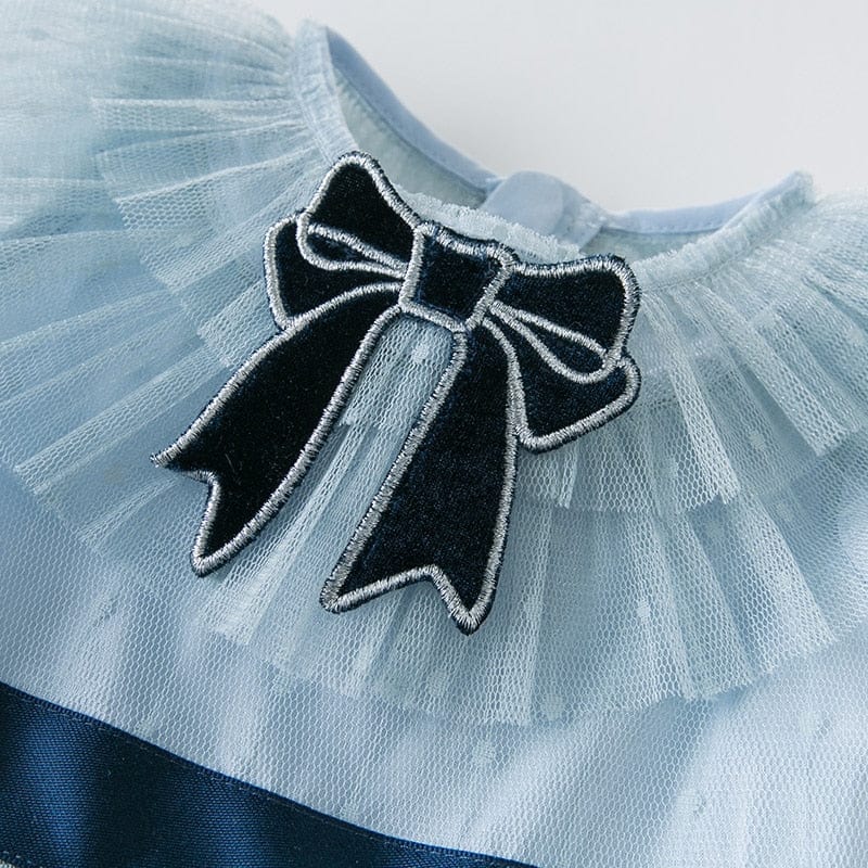 princess bow solid mesh dress