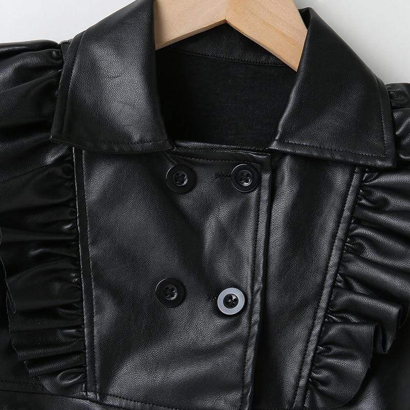 Girl's Clothing PU Leather Fashion Leather Dresses