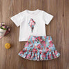 Girl&#39;s Clothing White / 18M Short Sleeve Top T-shirt Ruffles Skirts Outfit
