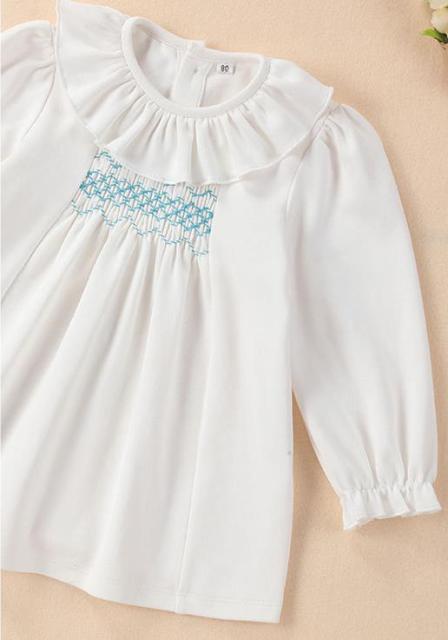 White top / 12M Smocked White Shirt and Velvet Pants