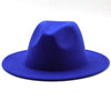 Blue / 20.5-21.3&quot;(52-54CM) Solid Classic fedoras cap