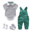 Boy&#39;s Clothing 4 pieces suit / 24M / China Baby Boy Set Cotton Hat + Striped Romper