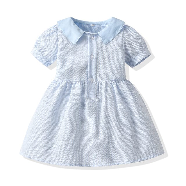 sky blue-gir2 / 5T Summer Plaid Brother and Sister