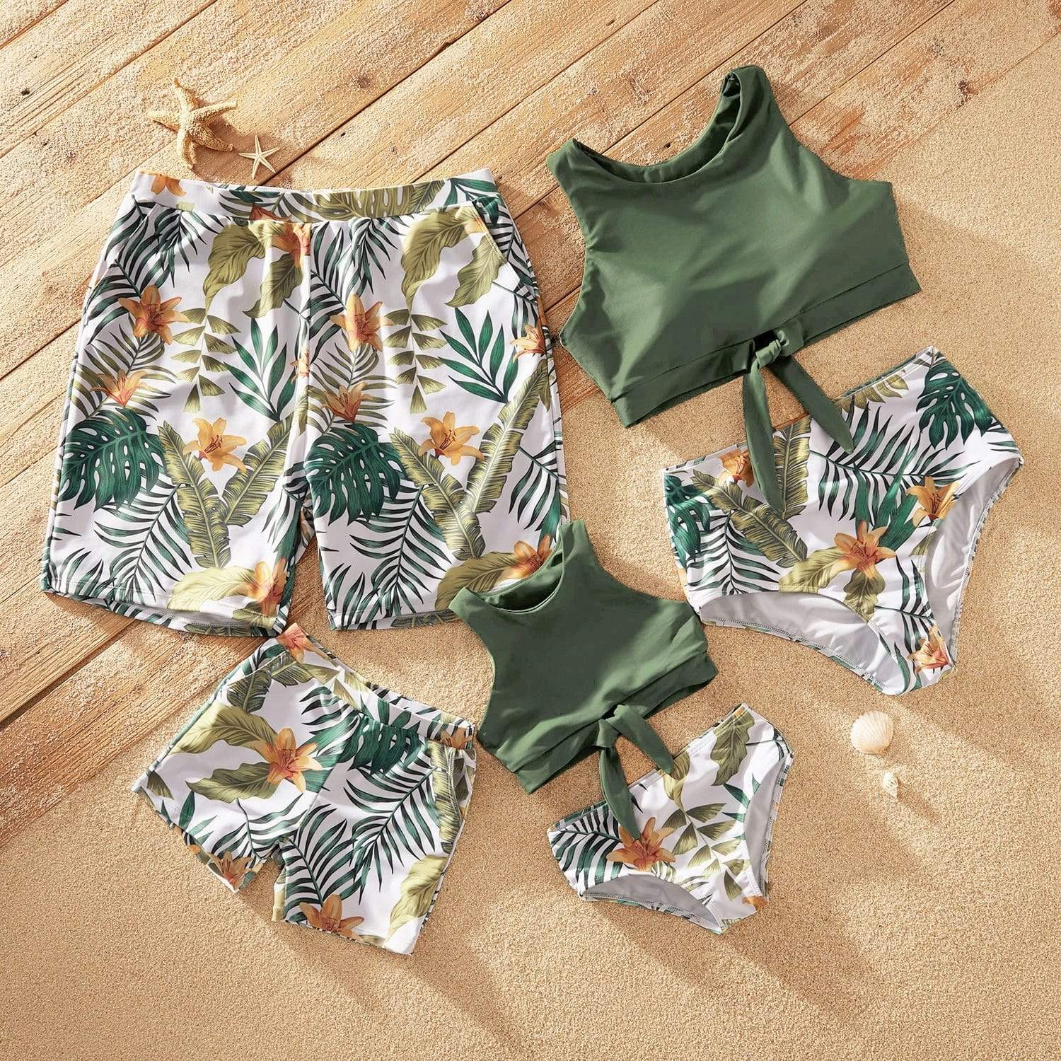 Girl's Clothing Summer Tankini Floral and Leaf Swimsuit
