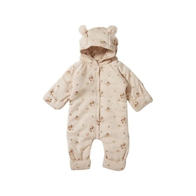 Flower / Newborn 56cm Three-layer Quilted Baby Jumpsuit