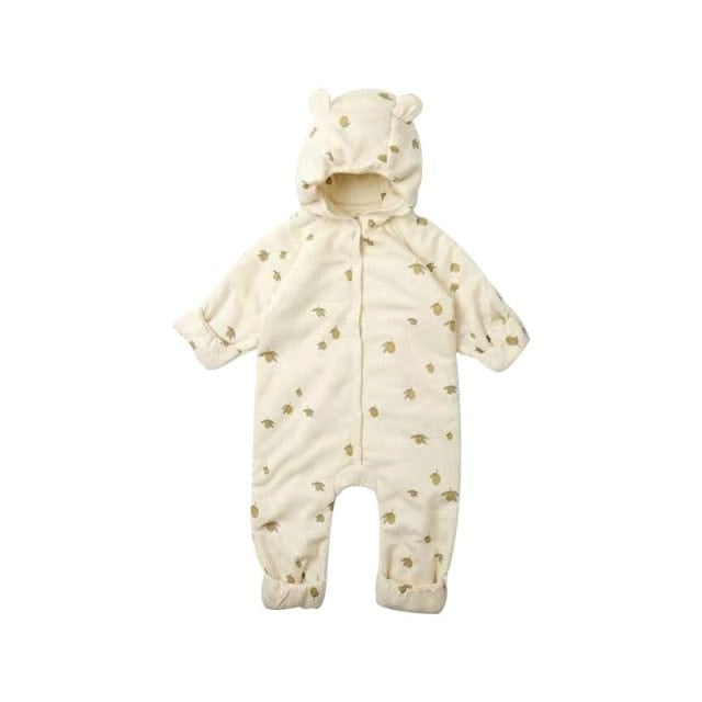 Lemon / 0-6M 66cm Three-layer Quilted Baby Jumpsuit