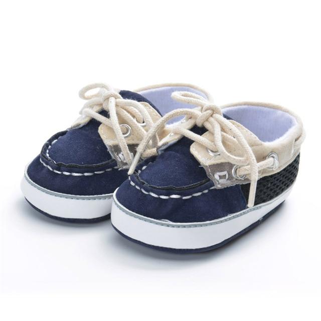Shoes Navy / 0-6M Vintage Leather Lace-UP Soft Shoes