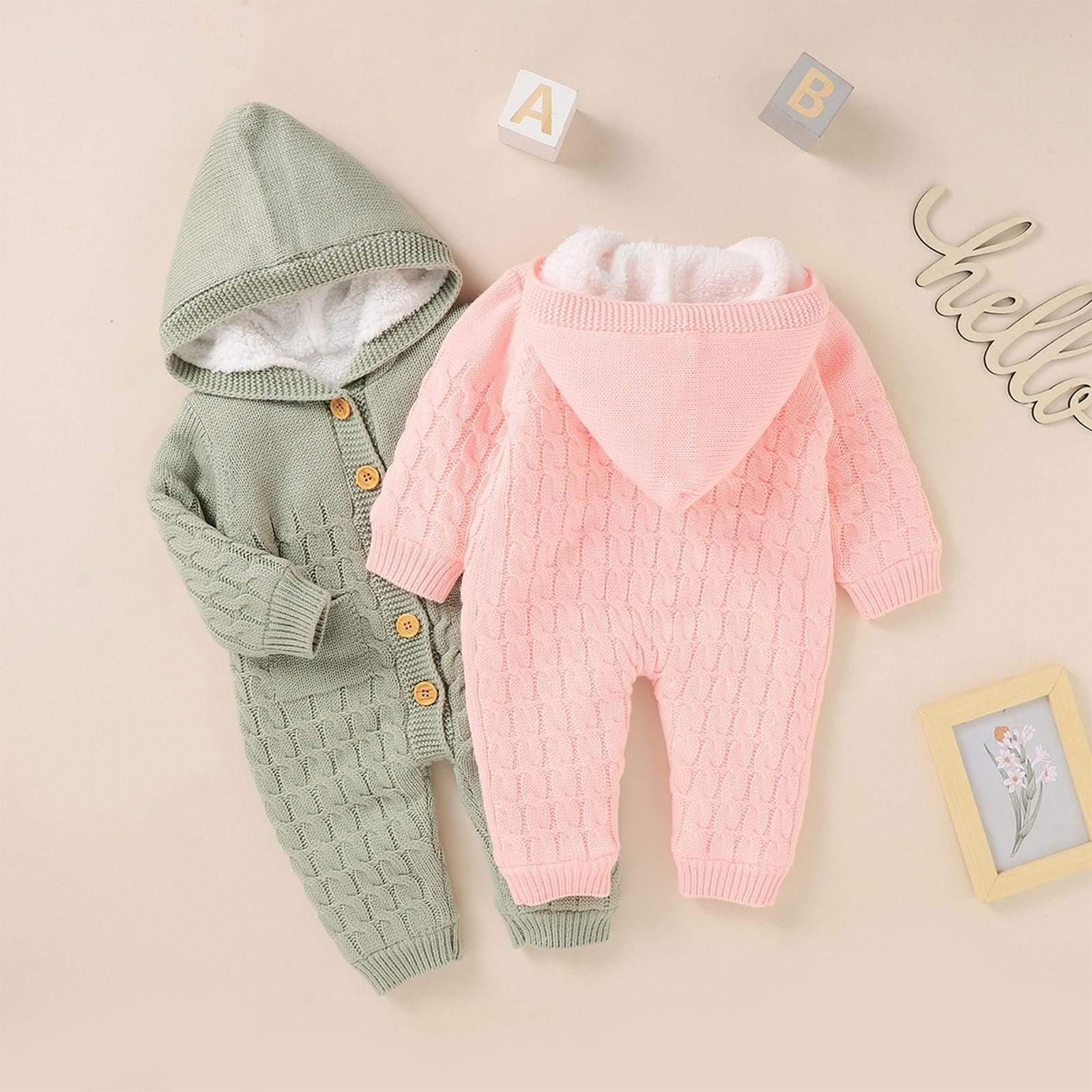 Girl's Clothing Warm Hooded Jumpsuit