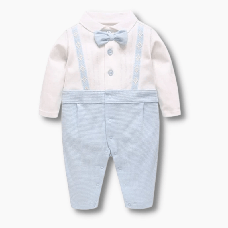 Boy's Clothing White And Blue Gentleman Romper