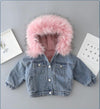 Girl&#39;s Clothing Pink Fur / 24M Winter Denim Jacket