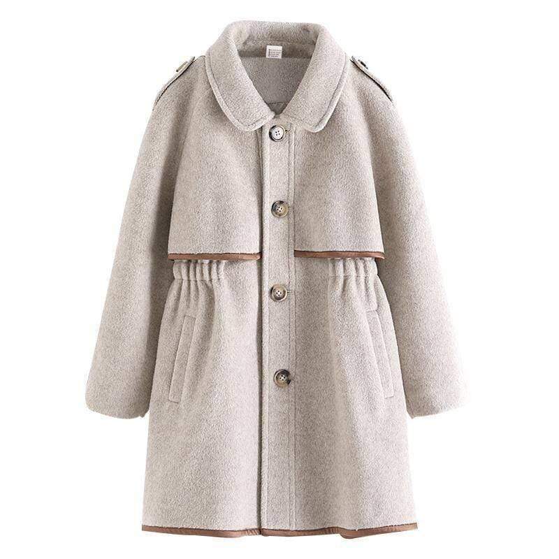 Girl's Clothing Woolen Long Trench Coat