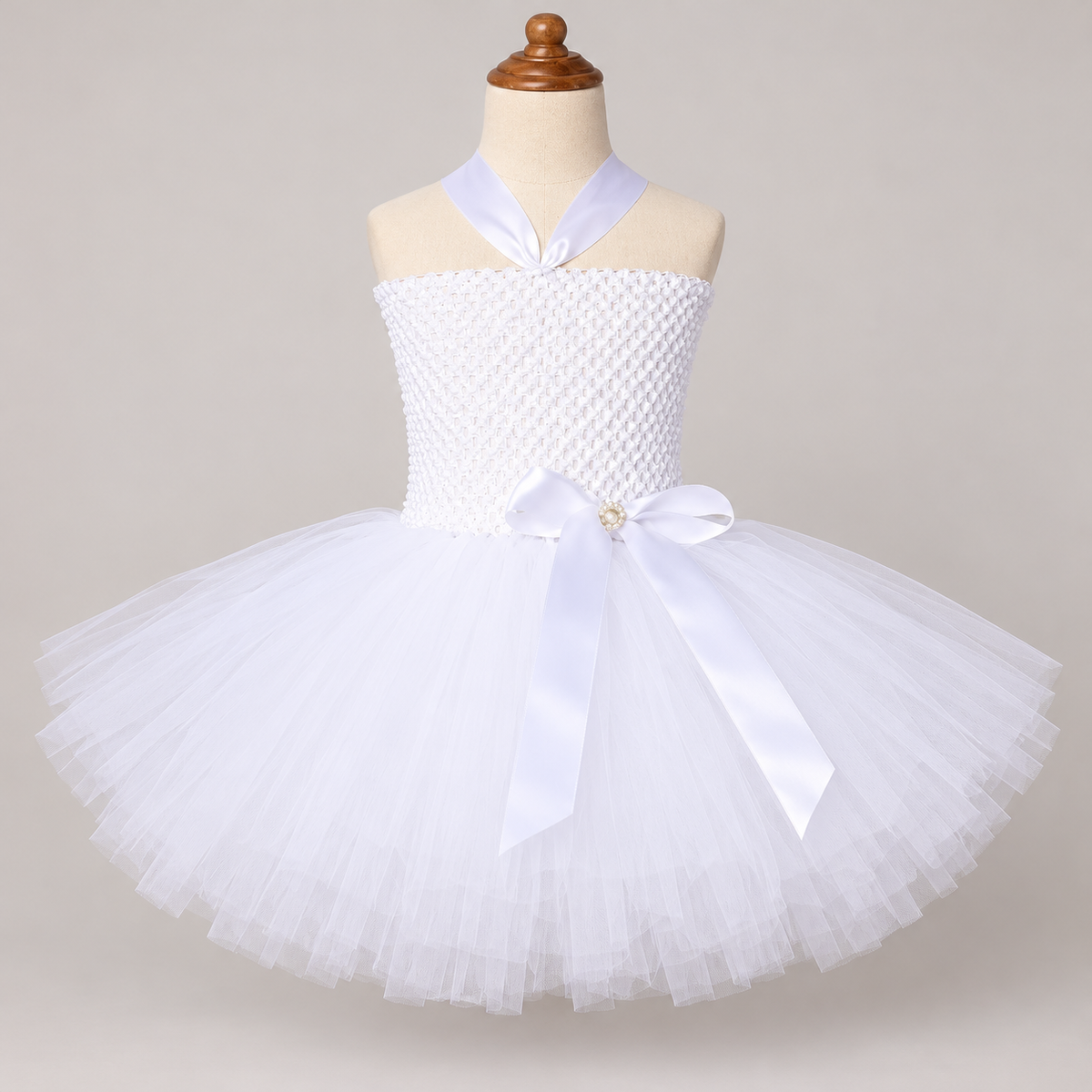 Girls White Angel Tutu Costume Dress