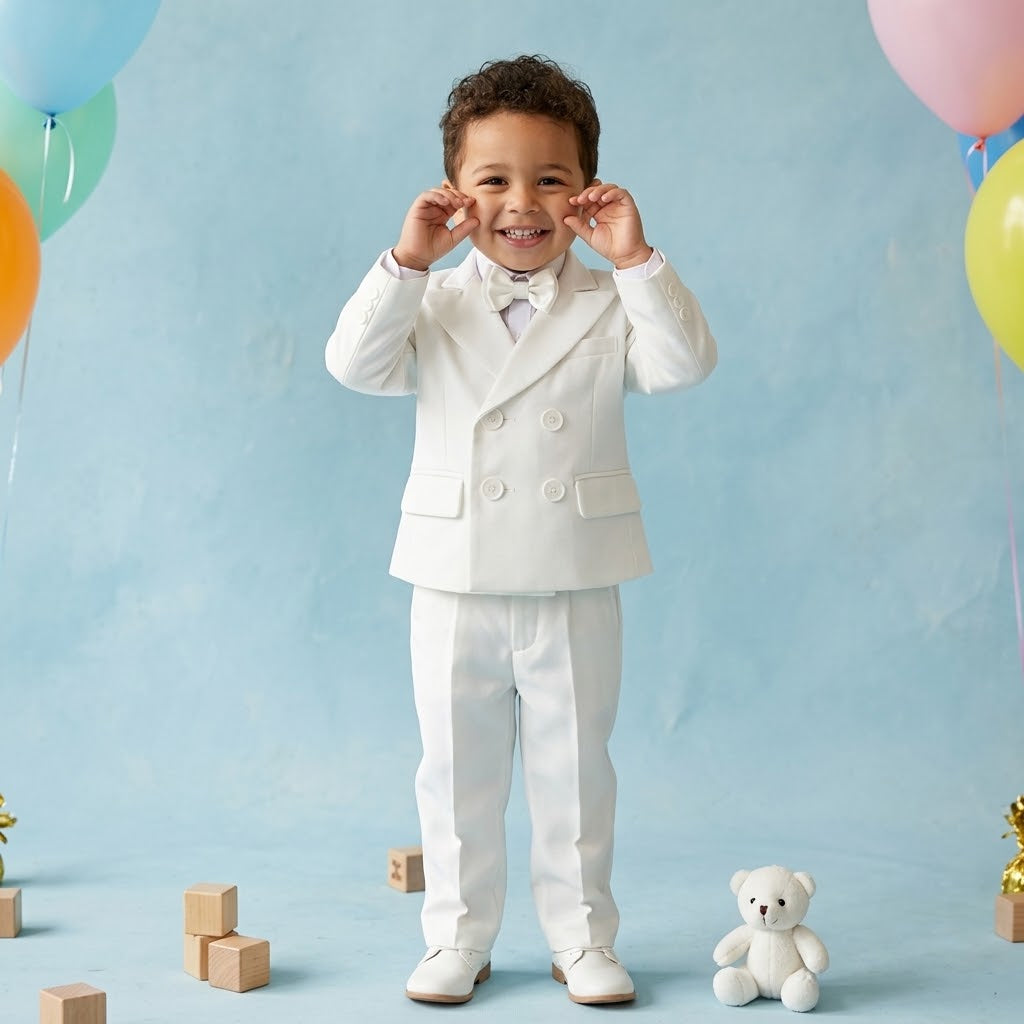 Toddler Boys' White Elegant Suit Set