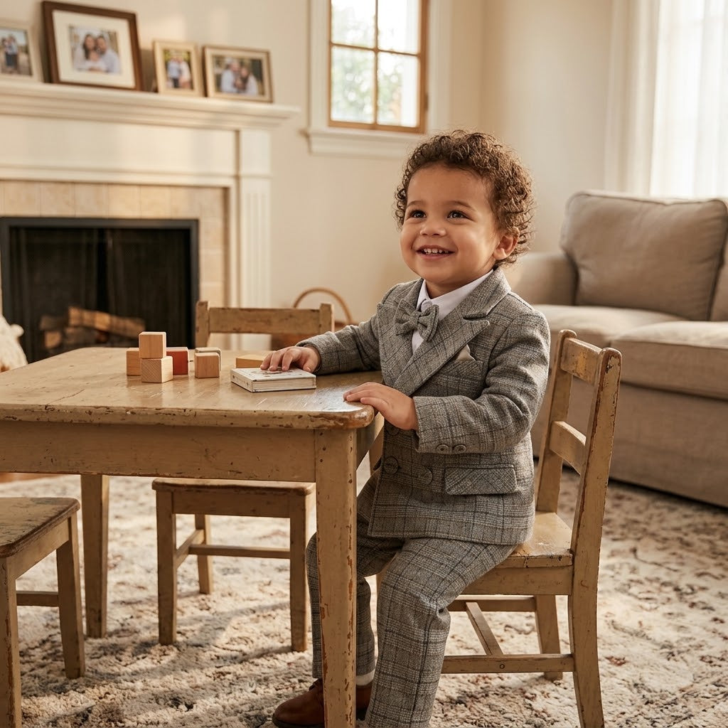 Toddler Boys’ Plaid Suit Set