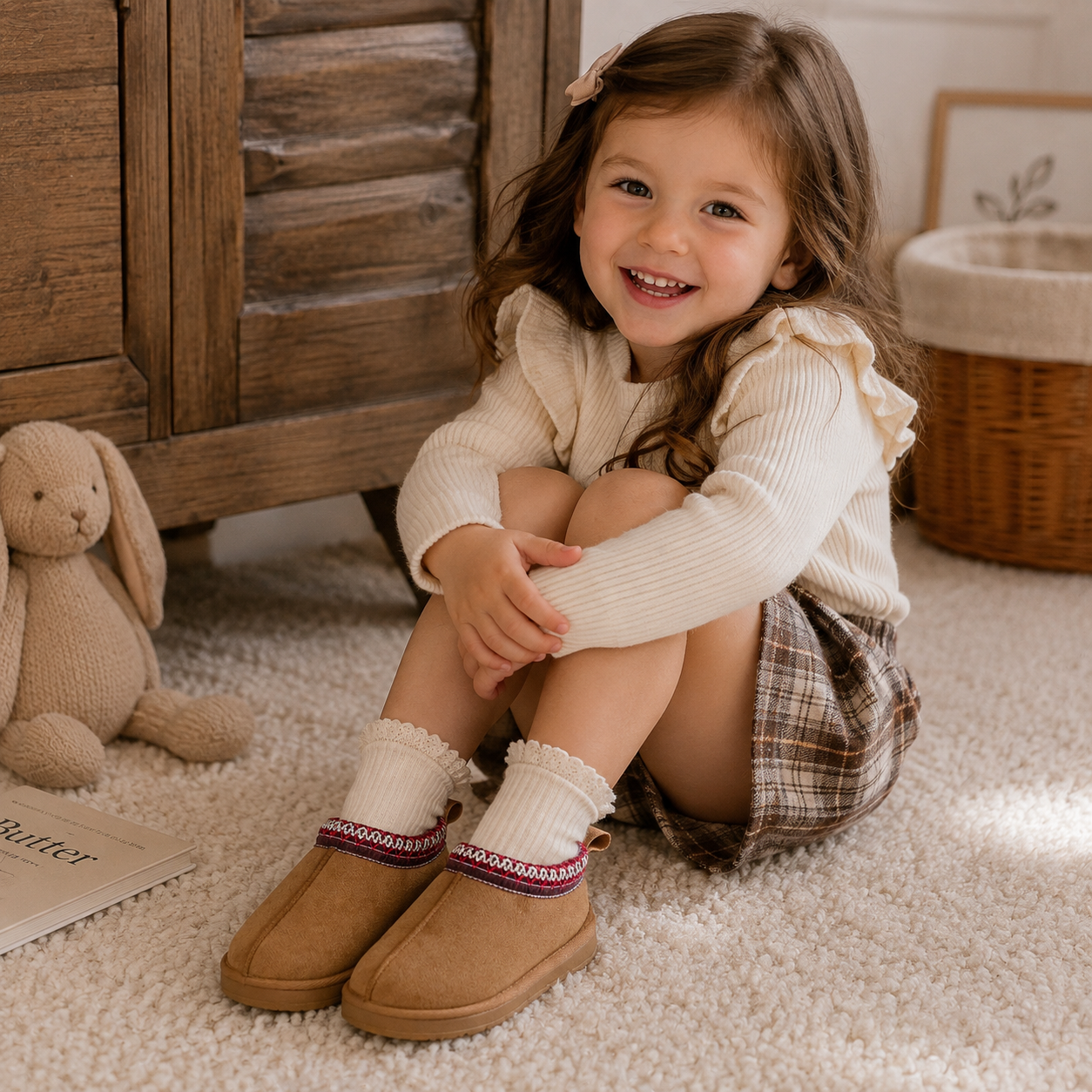 Suede Children's Ankle Boots - Warm Plush Fur Winter Fashion Shoes