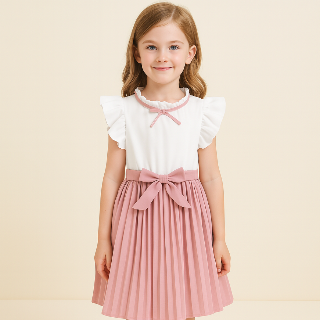 Girls’ Elegant Party Dress with Bow Tie