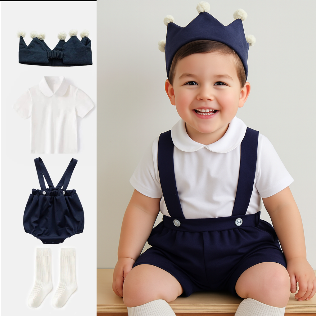 Unisex Baby Suspender Romper Set