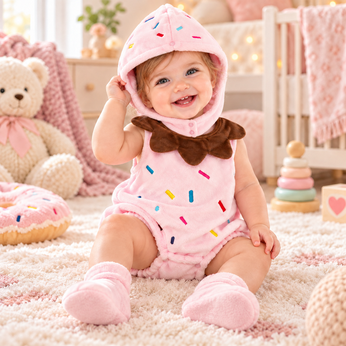 Baby 3-Piece Costume Romper Set with Hood & Socks