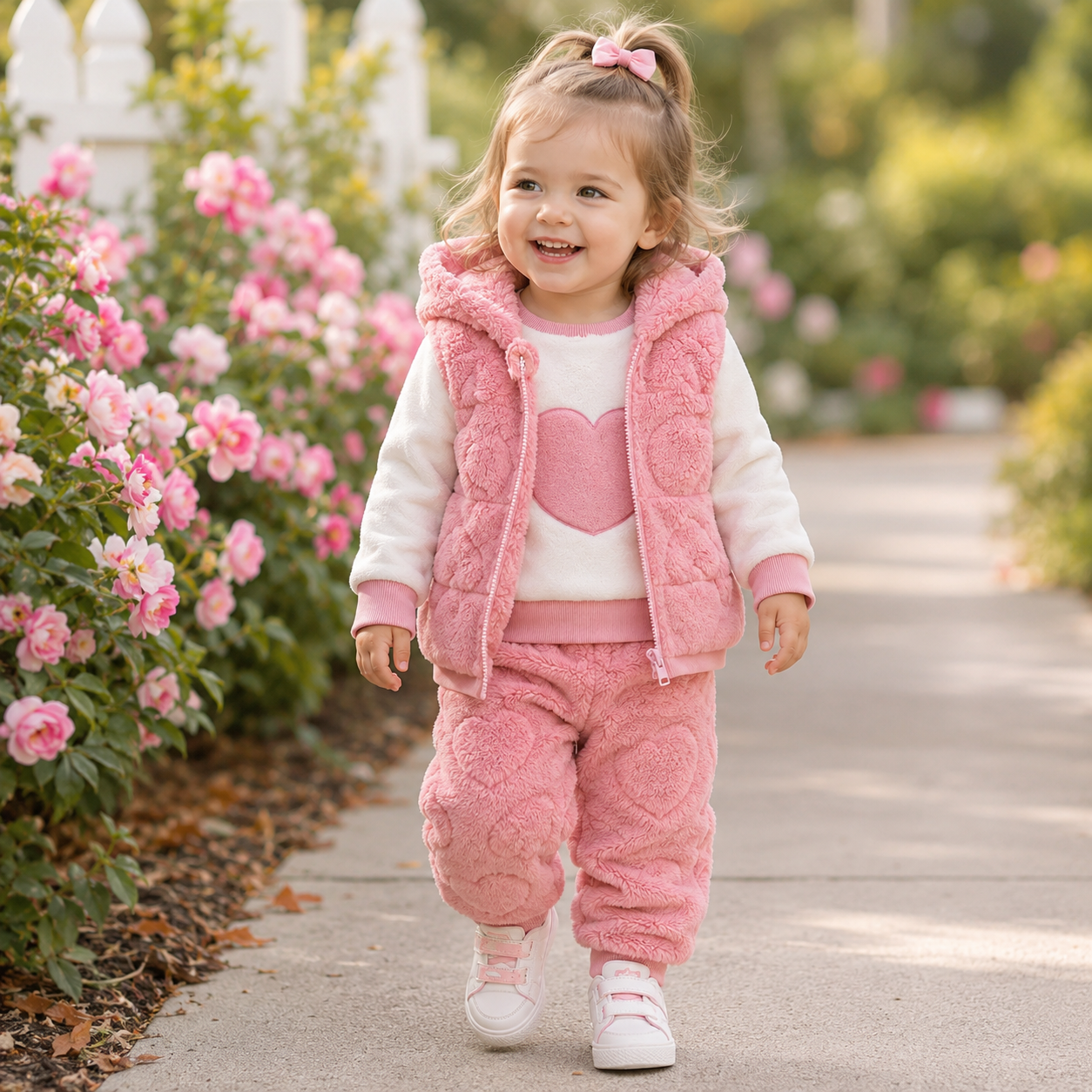 Baby Girls’ 3-Piece Plush Love Hooded Set