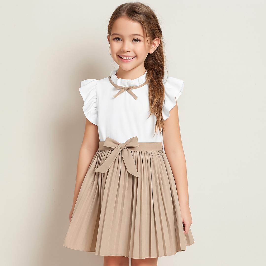 Girls’ Elegant Party Dress with Bow Tie