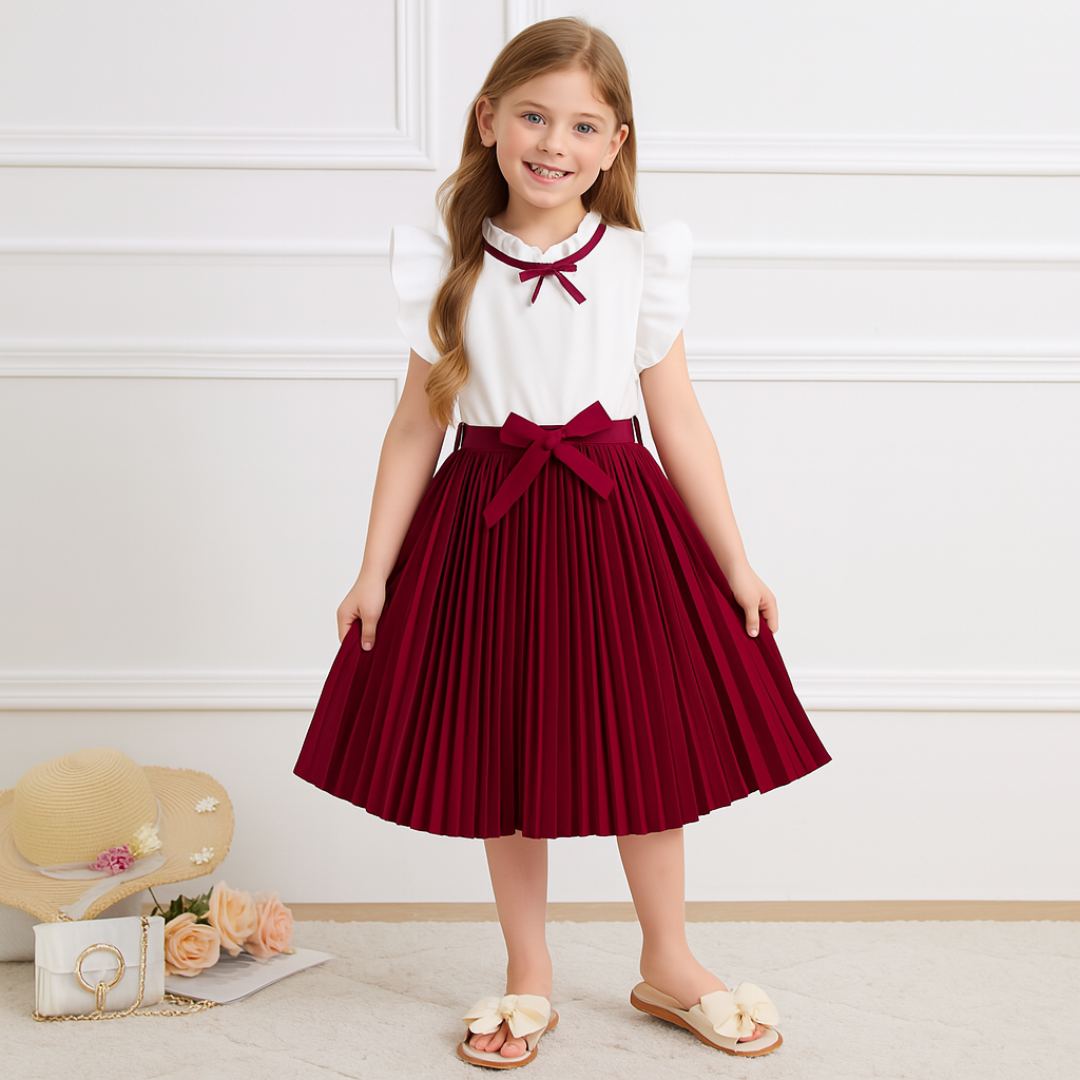Girls’ Elegant Party Dress with Bow Tie