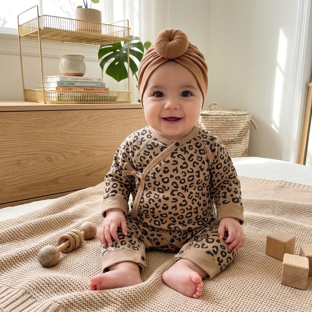 Autumn Leopard Baby Romper