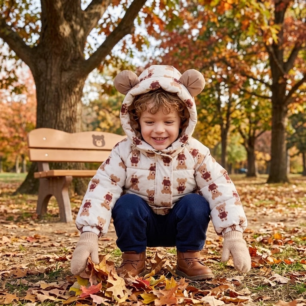 Kids' Velvet-Lined Thickened Cotton Coat