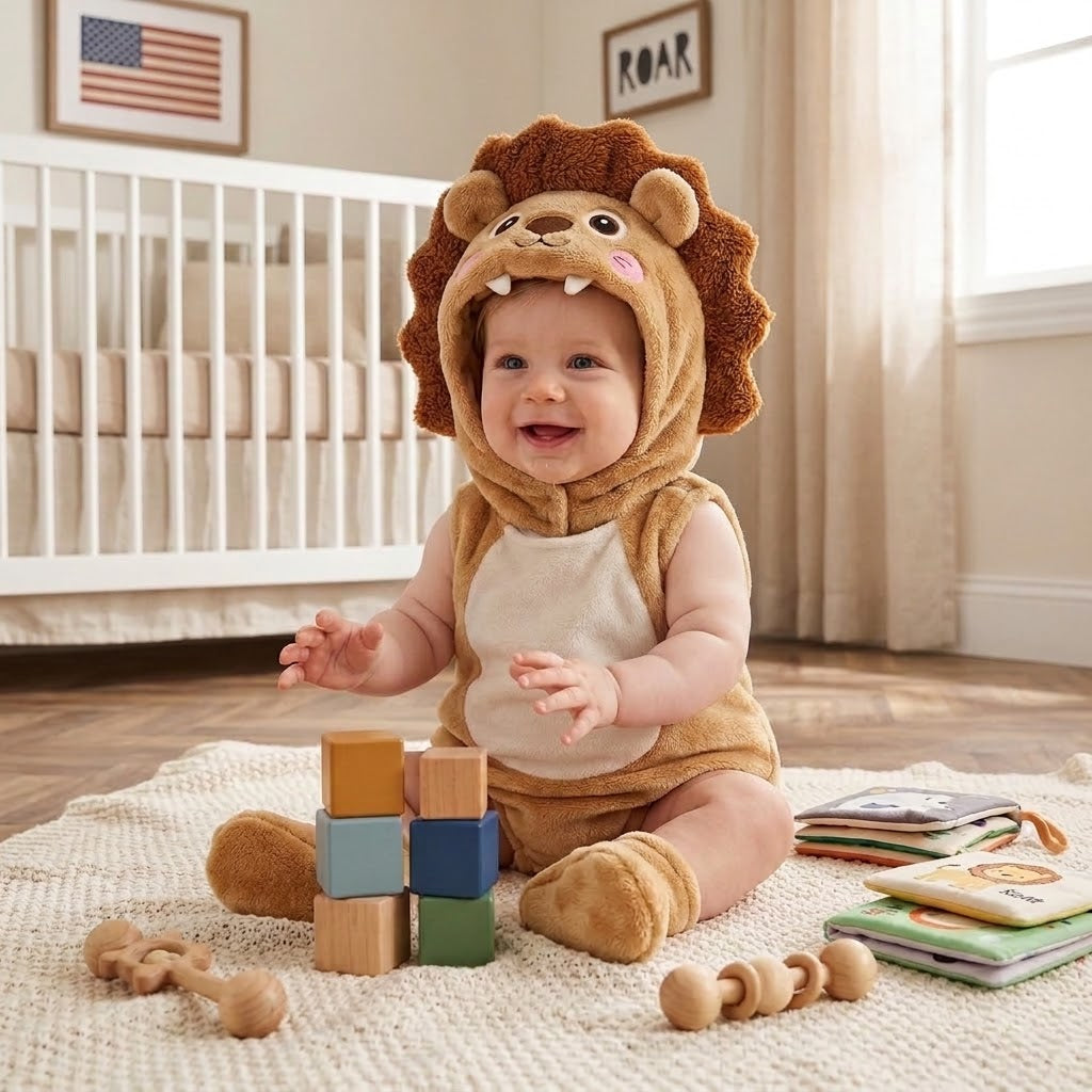 Baby 3-Piece Costume Romper Set with Hood & Socks