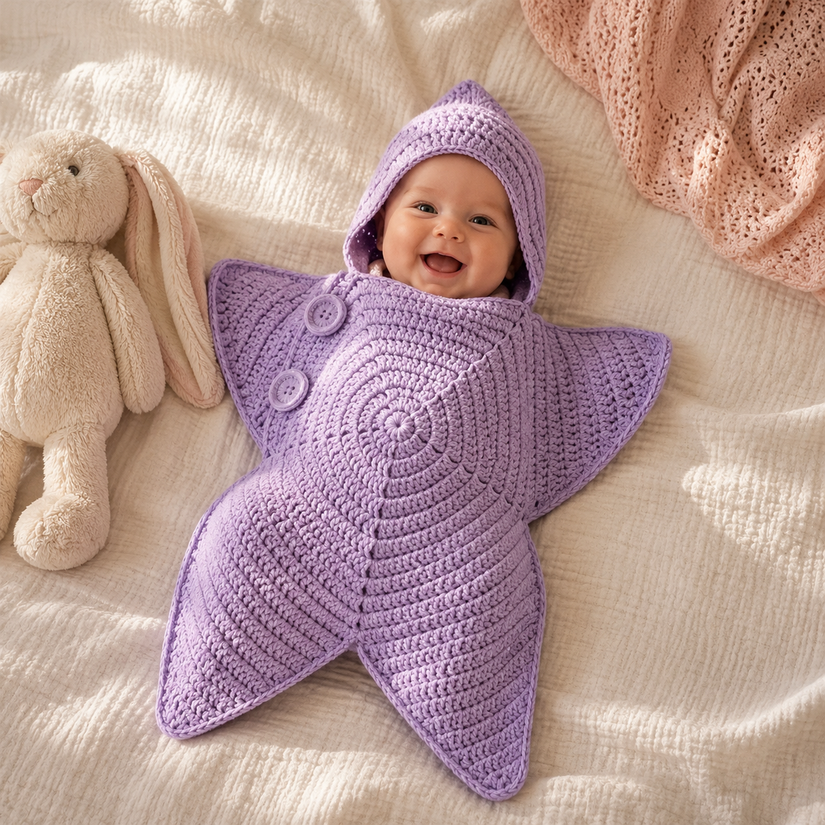Hand Knitted Starfish Baby Romper- Cute Cartoon One-Piece Jumpsuit