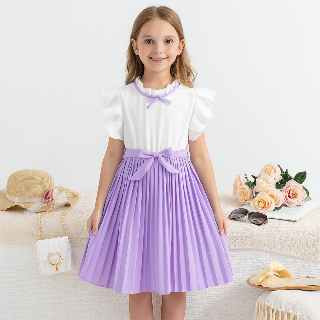 Girls’ Elegant Party Dress with Bow Tie