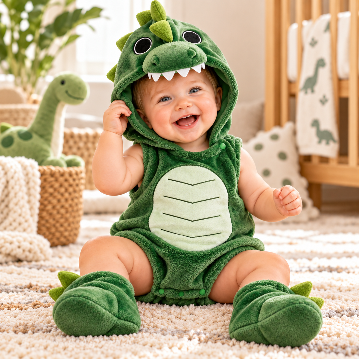 Baby 3-Piece Costume Romper Set with Hood & Socks
