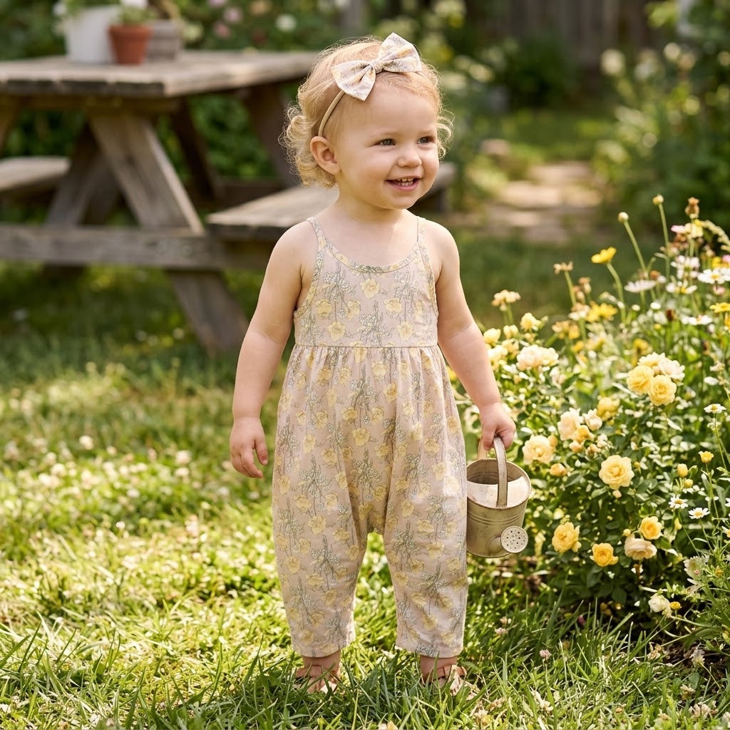 Baby Girl Floral Romper with Matching Headband