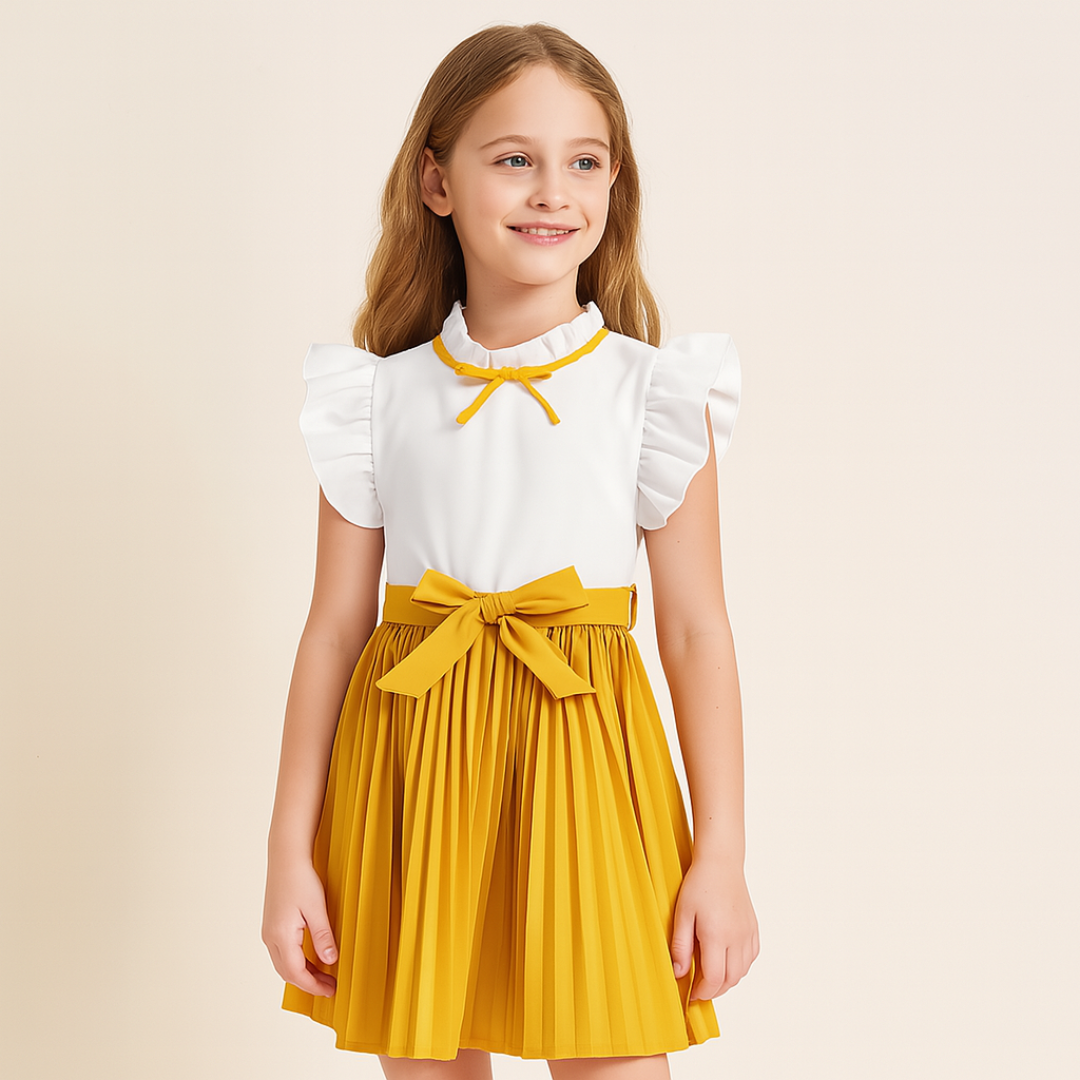 Girls’ Elegant Party Dress with Bow Tie