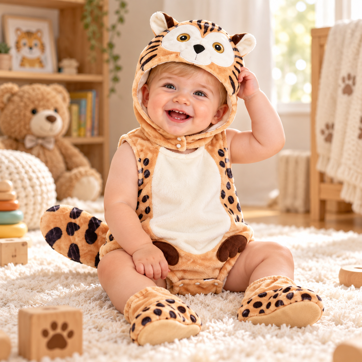 Baby 3-Piece Costume Romper Set with Hood & Socks