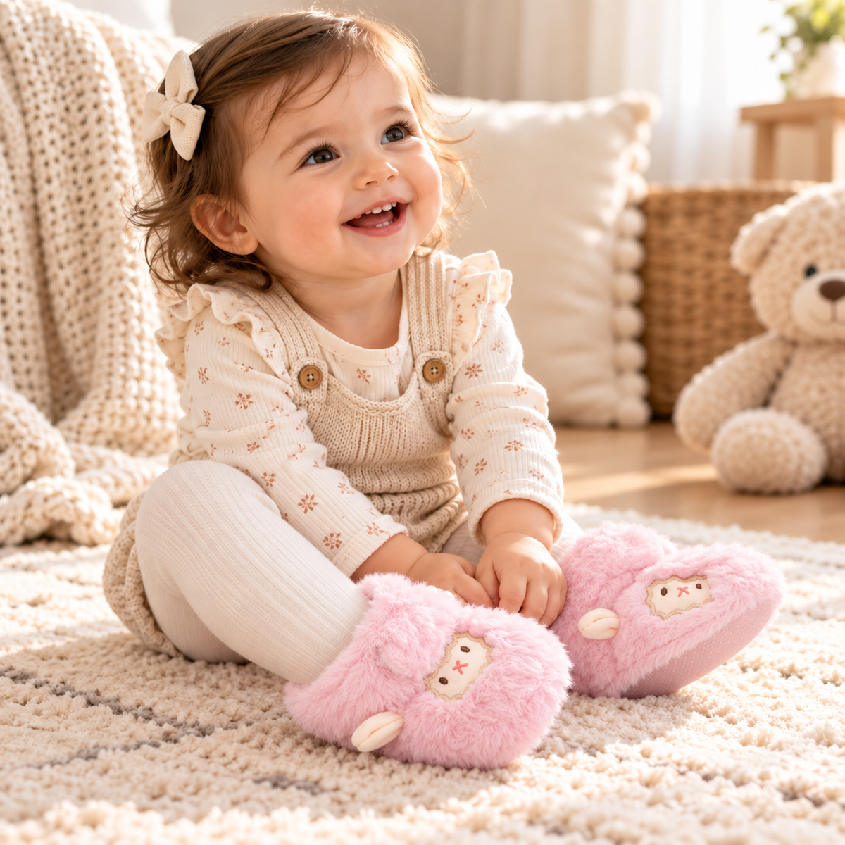 Baby Plush Winter Booties with Soft Soles