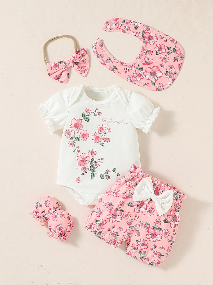 5 Piece Baby Girl Summer Outfit Set