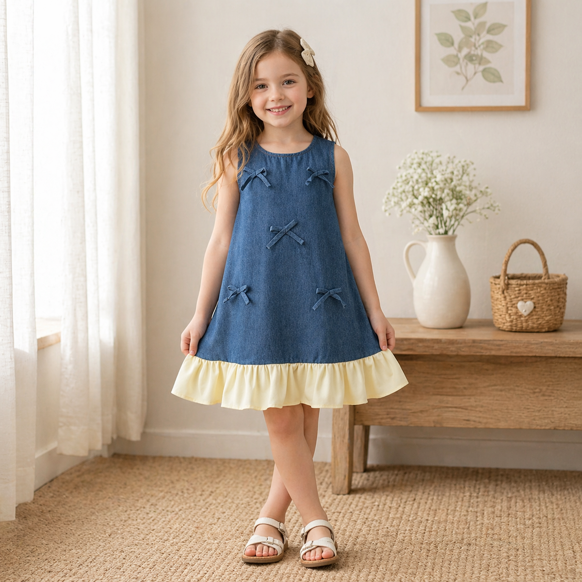 Sleeveless Bow Lace Princess Vest Dress
