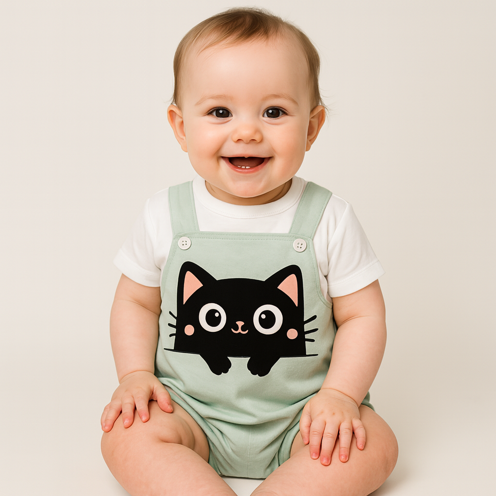 Adorable Black Cat Baby Romper
