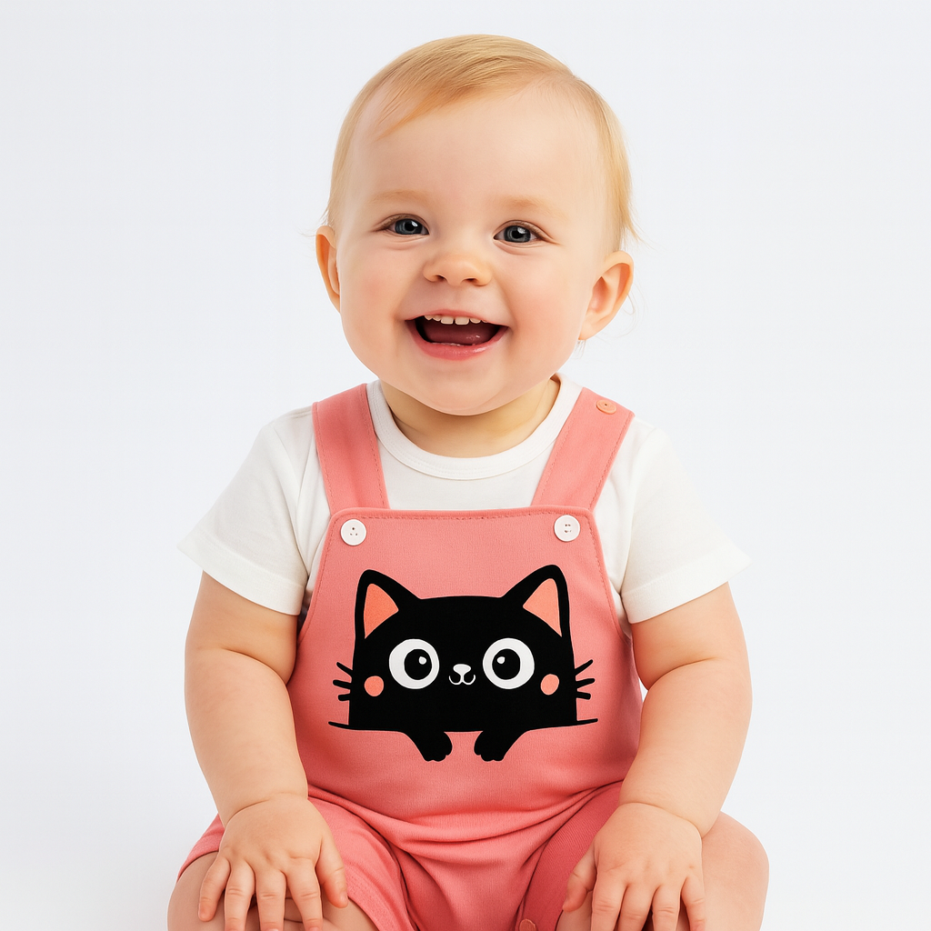 Adorable Black Cat Baby Romper