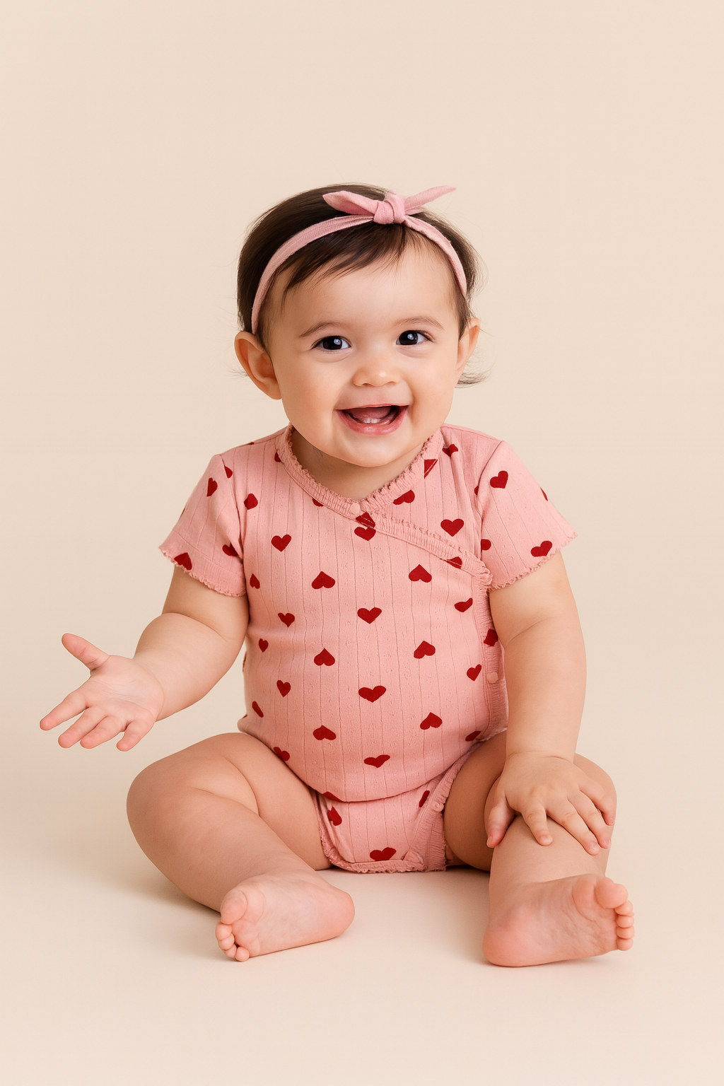 Sweet Heart Print Baby Romper